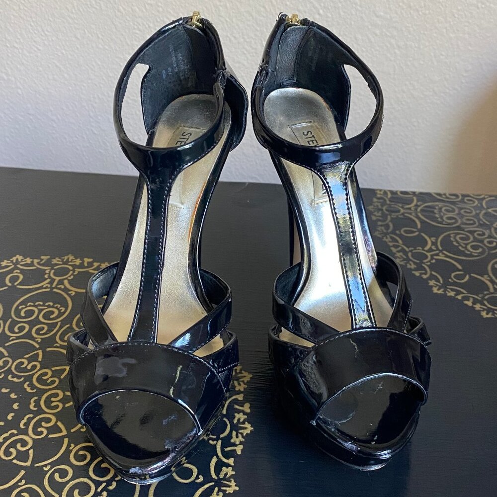 Steve Madden Haylow Black Platform Stiletto Heels Patent Leather Size 7.5